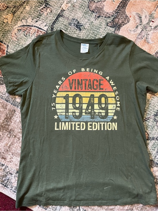 Port and Company Tops - Port and Company Olive Green "Vintage 1949" Short Sleeve Tee Size Large